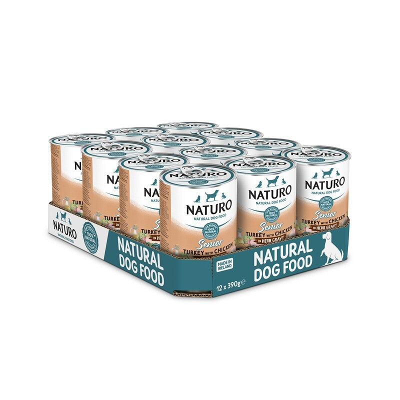 Naturo Senior Grain & Gluten Free Turkey with Chicken in Herb Gravy Tins 390g x 12