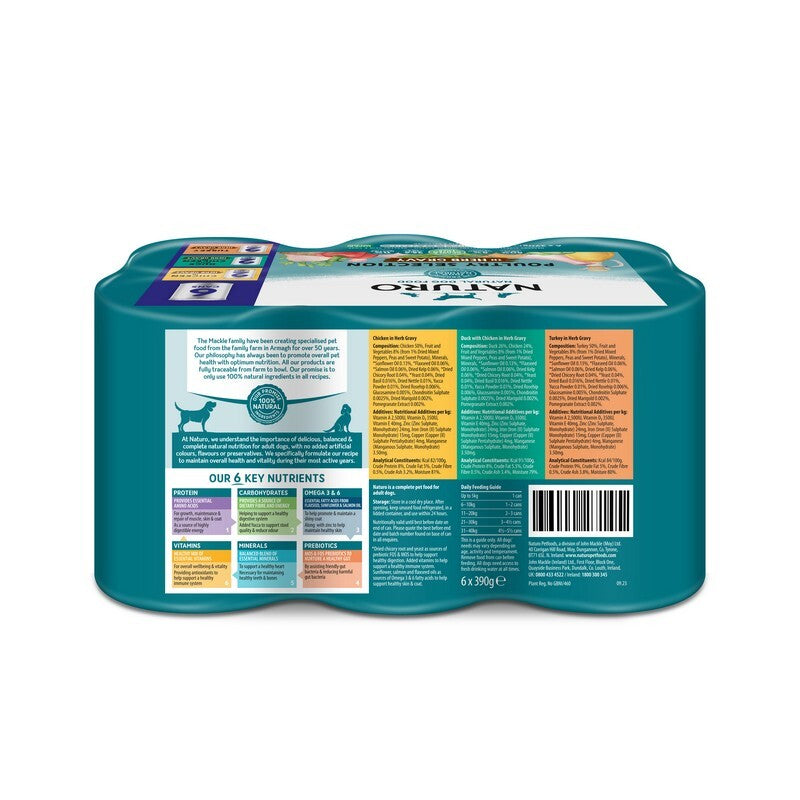Naturo Adult Grain & Gluten Free Variety in Herb Gravy Tins 390g x 6 x 4