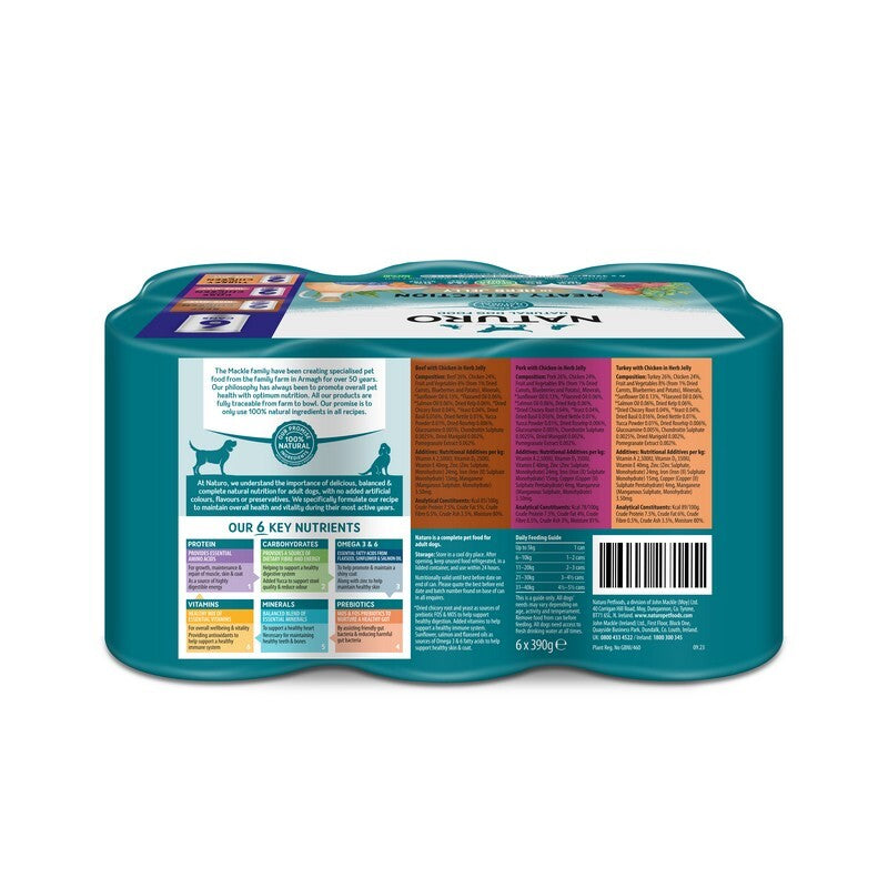 Naturo Adult Grain & Gluten Free Variety in Herb Jelly Tins 390g x 6 x 4