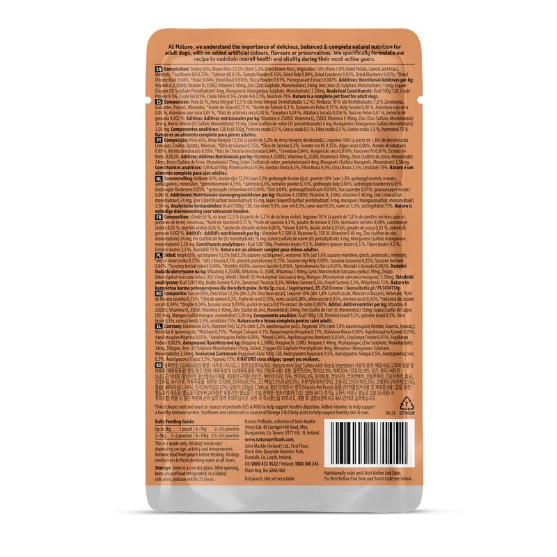 Naturo Adult Mini Turkey with Rice & Veg Pouches 150g x 8