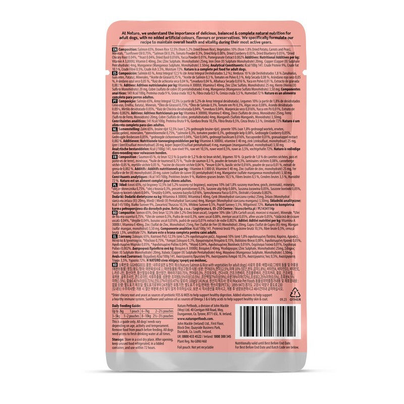 Naturo Adult Mini Salmon with Rice & Veg Pouches 150g x 8