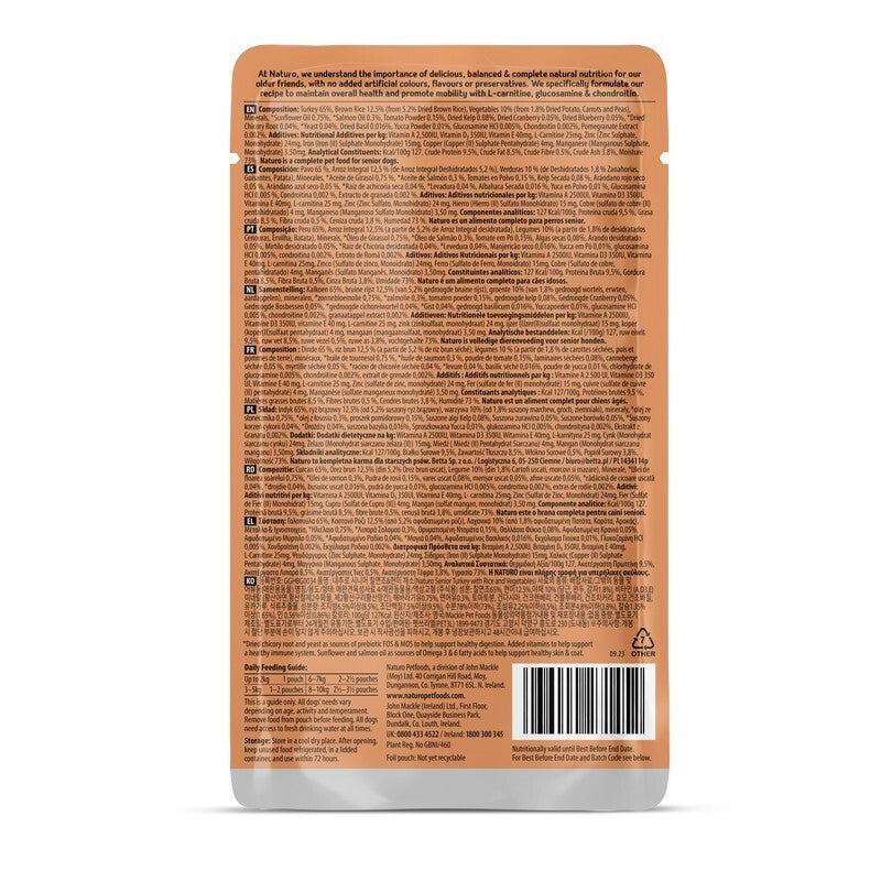 Naturo Senior Dog Turkey with Rice & Veg Pouches 150g x 8