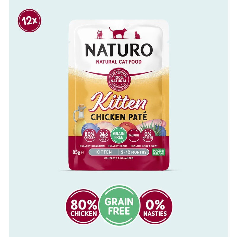 Naturo Kitten Grain Free Pate Chicken Pouches 85g x 12 x 4