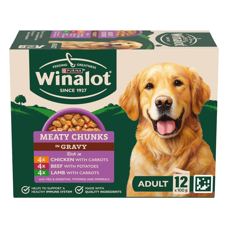 Winalot Adult Meaty Chunks in Gravy 100g x 12 x 4