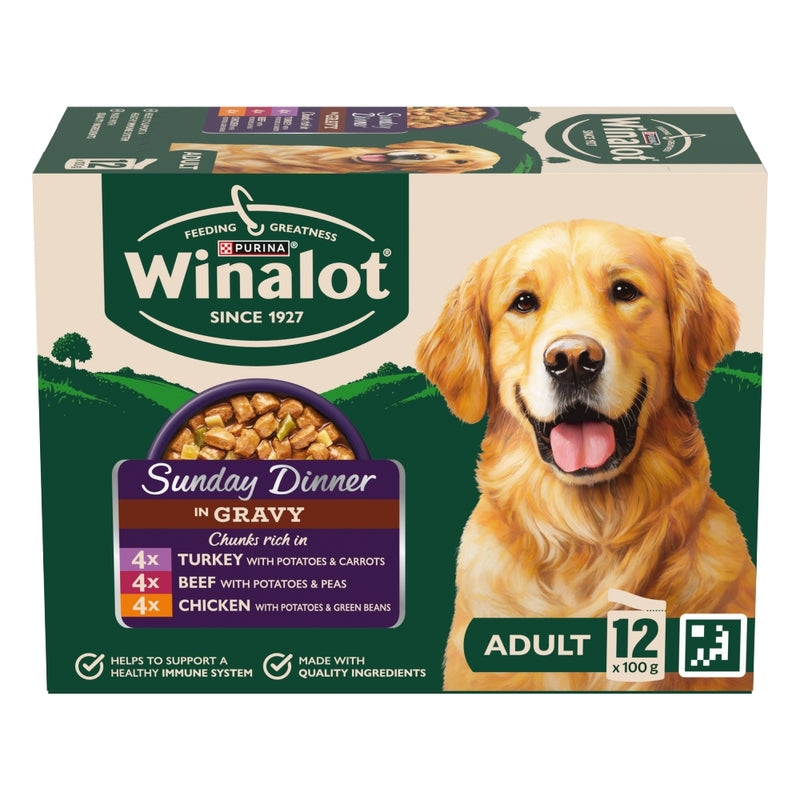 Winalot Adult Sunday Dinner in Gravy 100g x 12 x 4