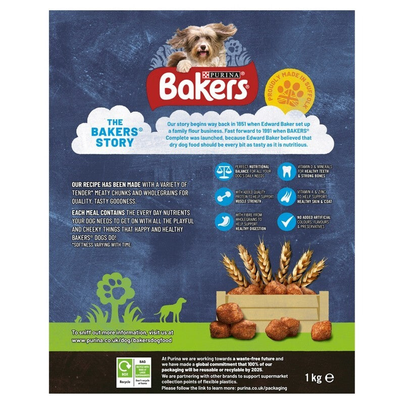 Bakers Complete Meaty Meals Adult with Beef 1kg x 5