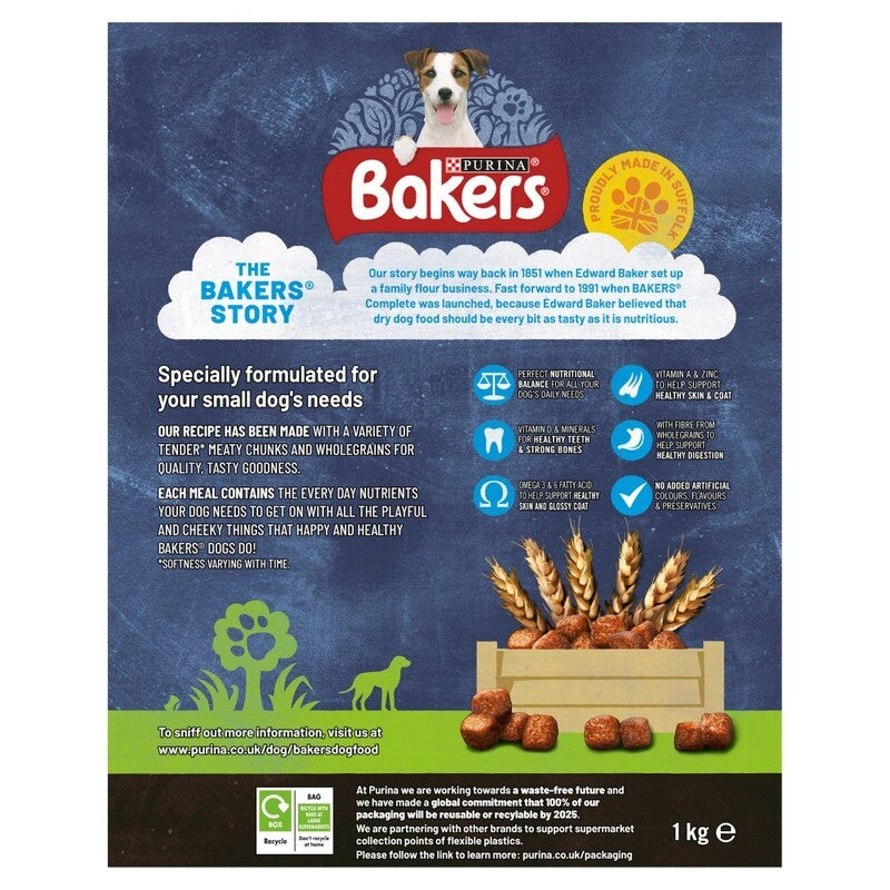 Bakers Complete Meaty Meals Adult Small Dog Beef 1kg x 5
