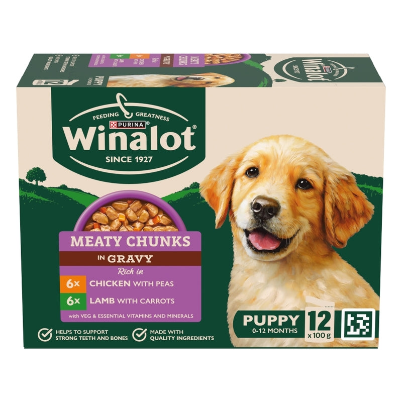 Winalot Puppy Meaty Chunks in Gravy 100g x 12 x 4