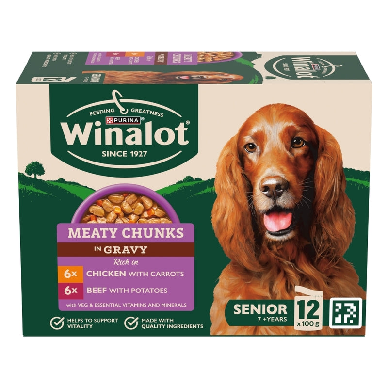 Winalot Senior Meaty Chunks in Gravy 100g x 12 x 4
