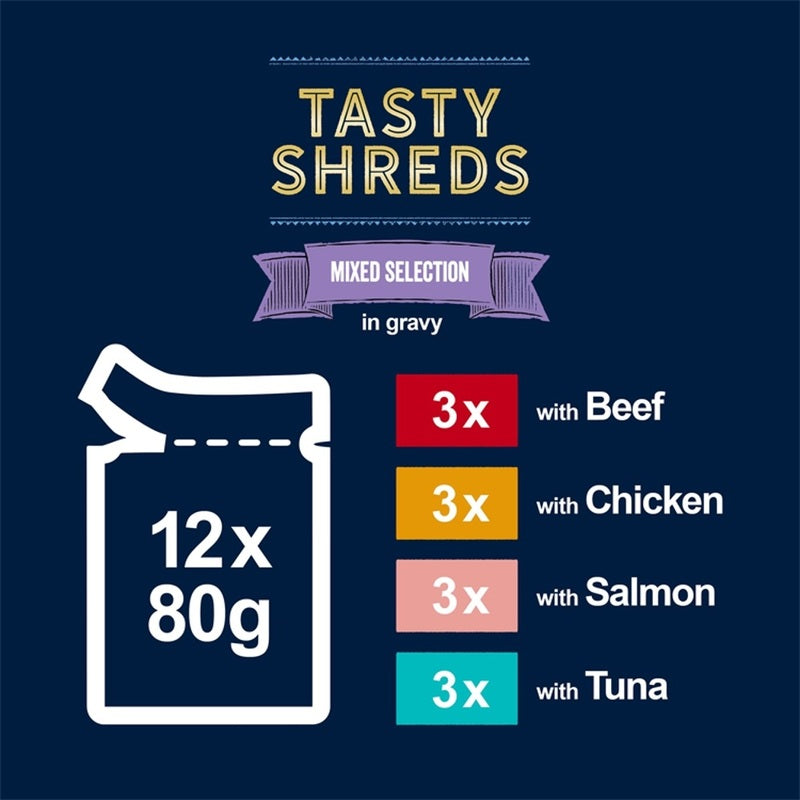 Felix Pouches Tasty Mixed Selection in Gravy 80g x 12 x 4