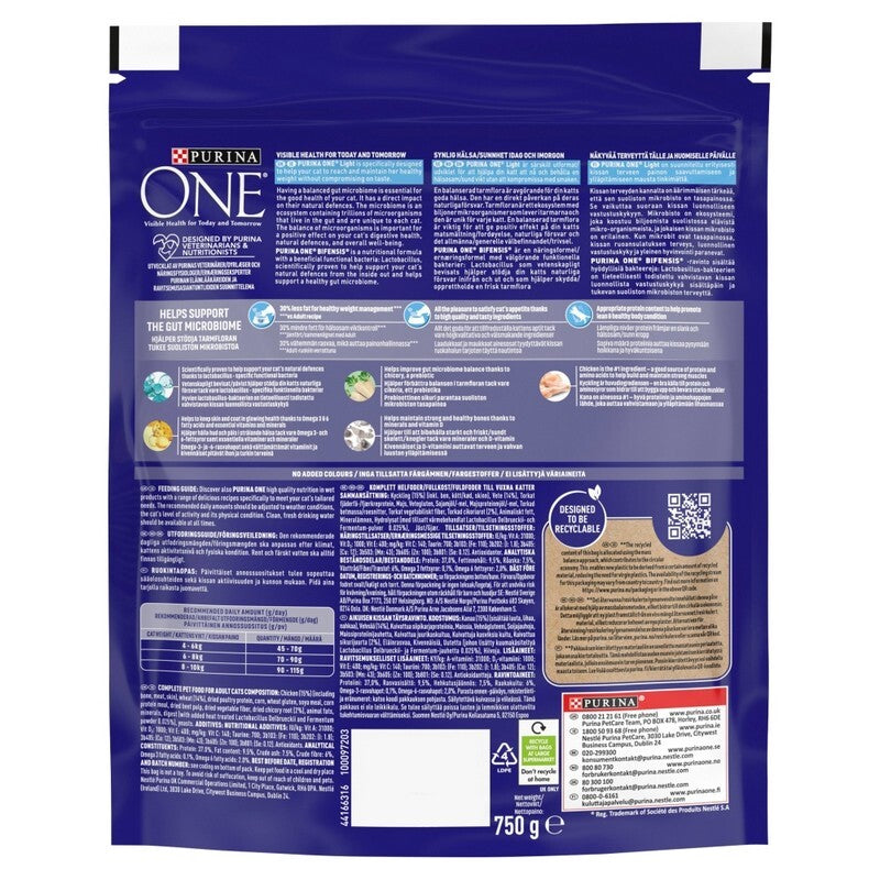 Purina One Adult Cat Light Chicken & Wheat 750g x 4