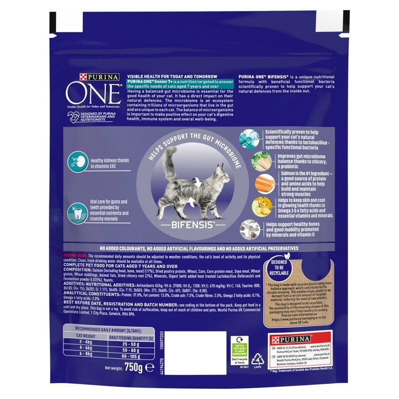 Purina One Senior 7+ Cat Salmon & Wholegrain 750g x 4