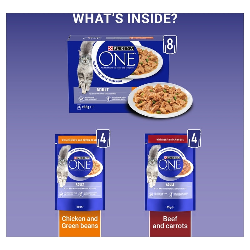 Purina One Adult Mini Fillets Chicken & Beef Pouches 85g x 8 x 5