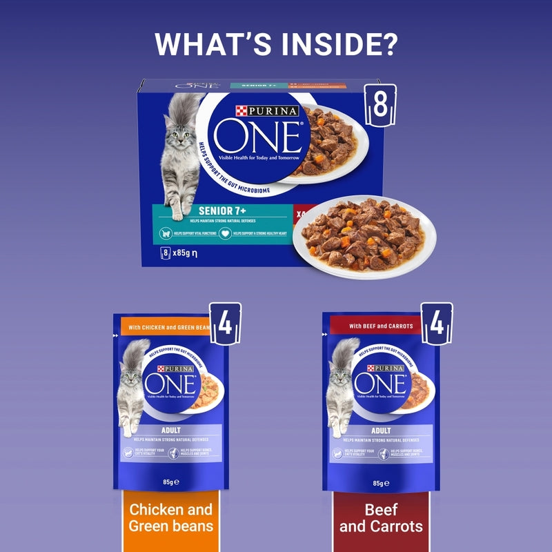 Purina One Senior 7+ Mini Fillet Chicken & Beef Pouches 85g x 8 x 5