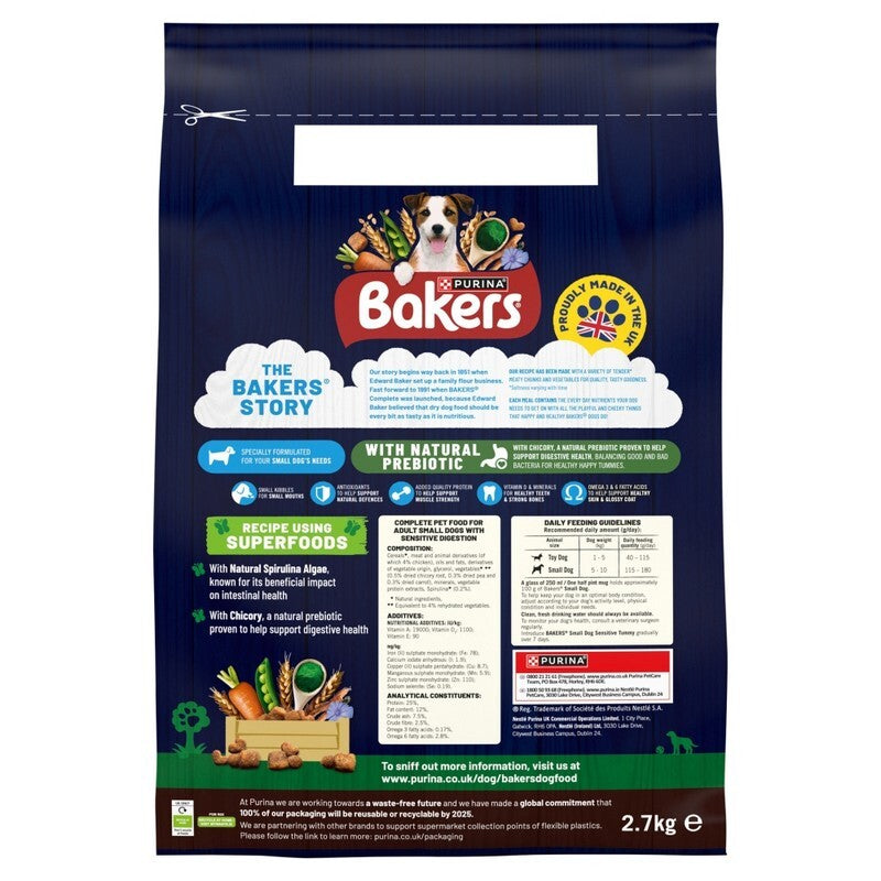Bakers Small Dog Sensitive Tummy Chicken & Veg 2.7kg