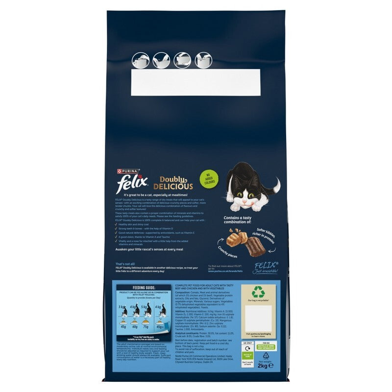 Felix Adult Doubly Delicious Beef, Chicken & Veg 2kg