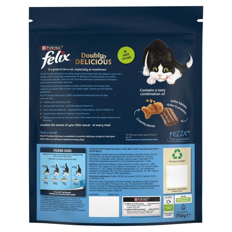 Felix Adult Doubly Delicious Salmon & Veg 750g x 4