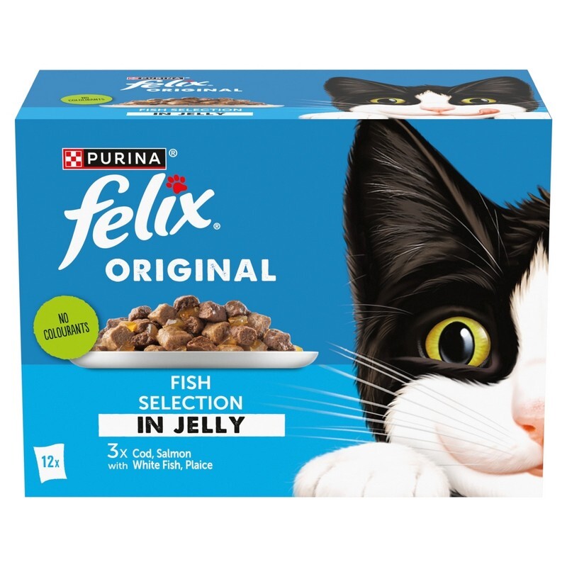 Felix Adult Original Fish Selection in Jelly Pouches 85g x 12 x4