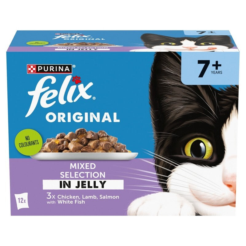Felix Senior 7+ Original Mixed Selection in Jelly Pouches 85g x 12 x 4