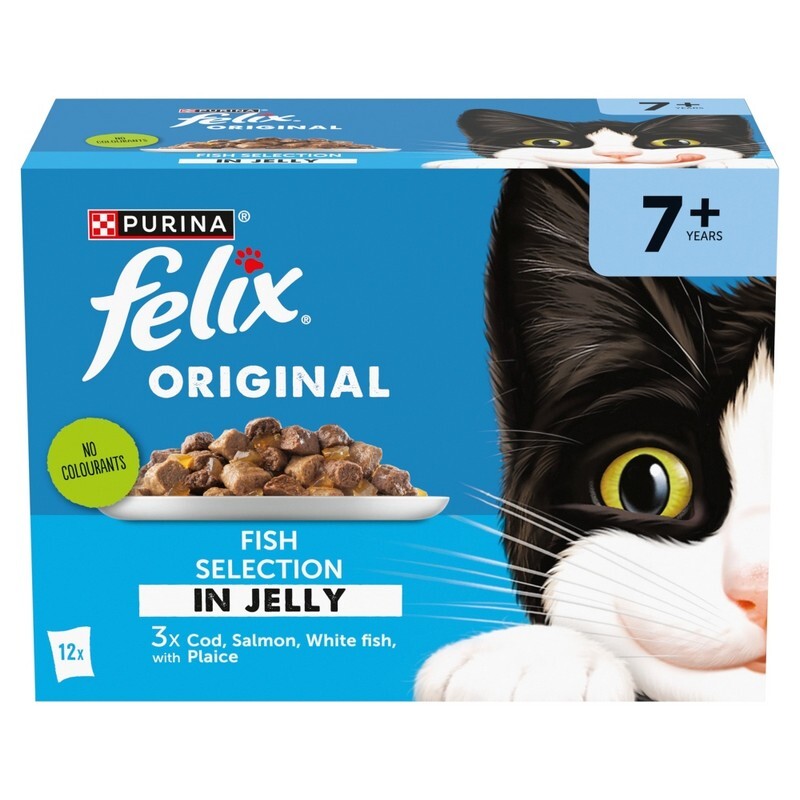 Felix Senior 7+ Original Fish Selection in Jelly Pouches 85g x 12 x 4