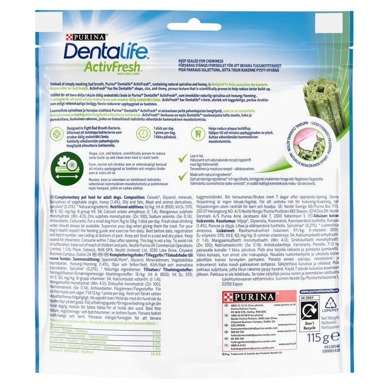 DentaLife ActiveFresh Small 115g (7 Sticks) x 6