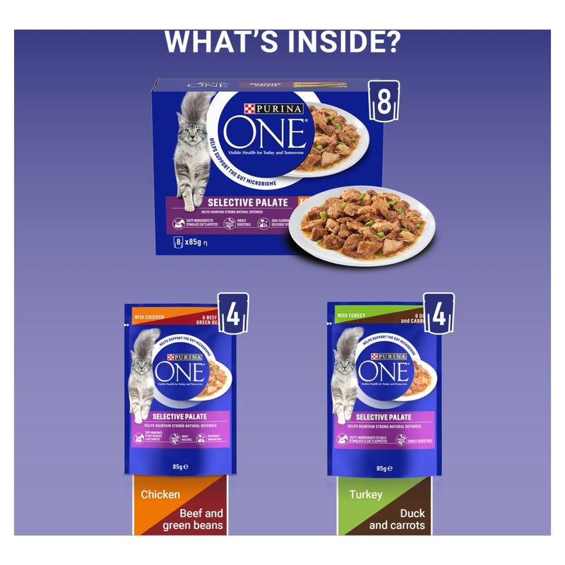 Purina One Adult Mini Fillet Selective Palate Mixed 85g x 8 x 5
