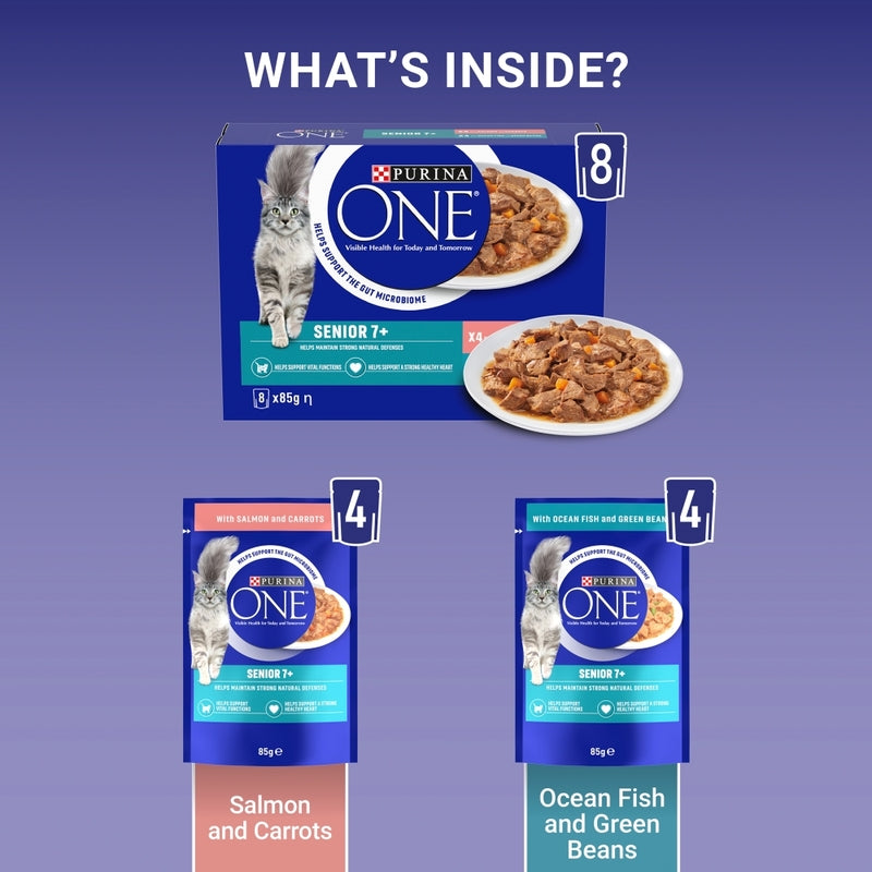 Purina One Senior 7+ Mini Fillets Salmon & Ocean Fish Pouches 85g x 8 x 5
