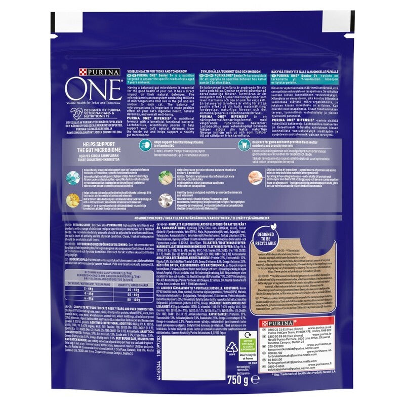 Purina One Senior 7+ Cat Chicken 750g x 4