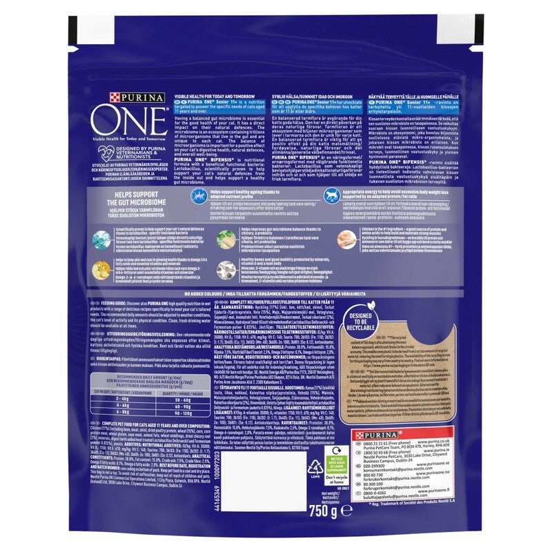 Purina One Senior 11+ Cat Chicken 750g x 4