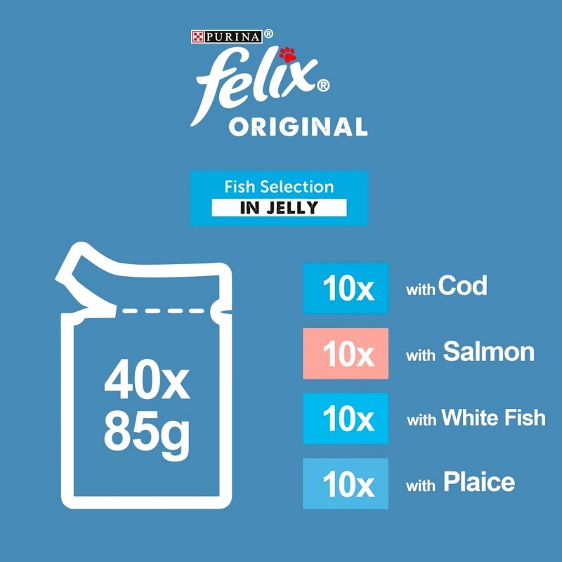 Felix Senior Original Fish Selection in Jelly Pouches 85g x 40