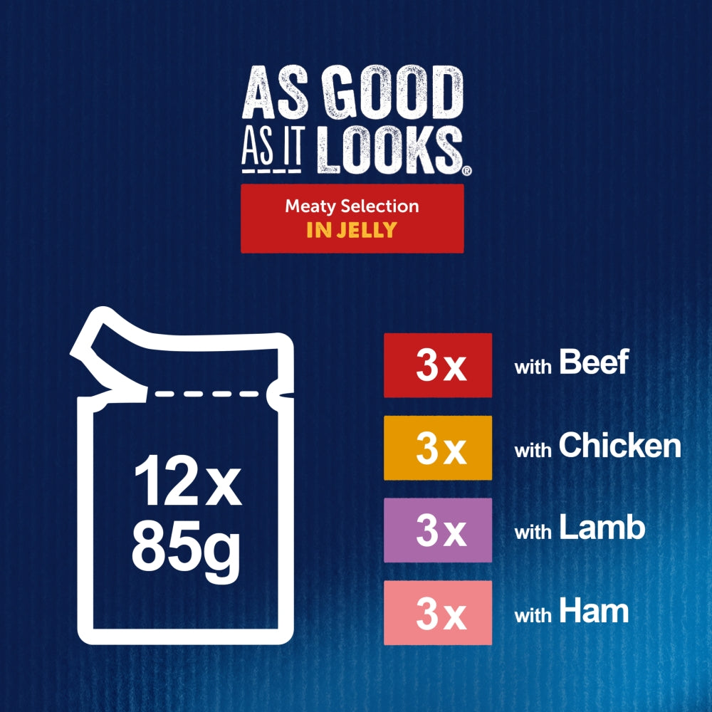 Felix Adult AGAIL Pouches Meaty Selection (Beef) in Jelly 85g x 12 x 4