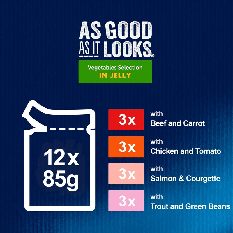 Felix Adult AGAIL Pouches Veg Selection Chunks In Jelly 85g x 12 x 4