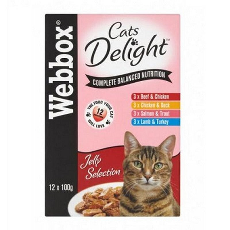 Webbox Cat Delight in Jelly Pouches 100g x 12 x 4