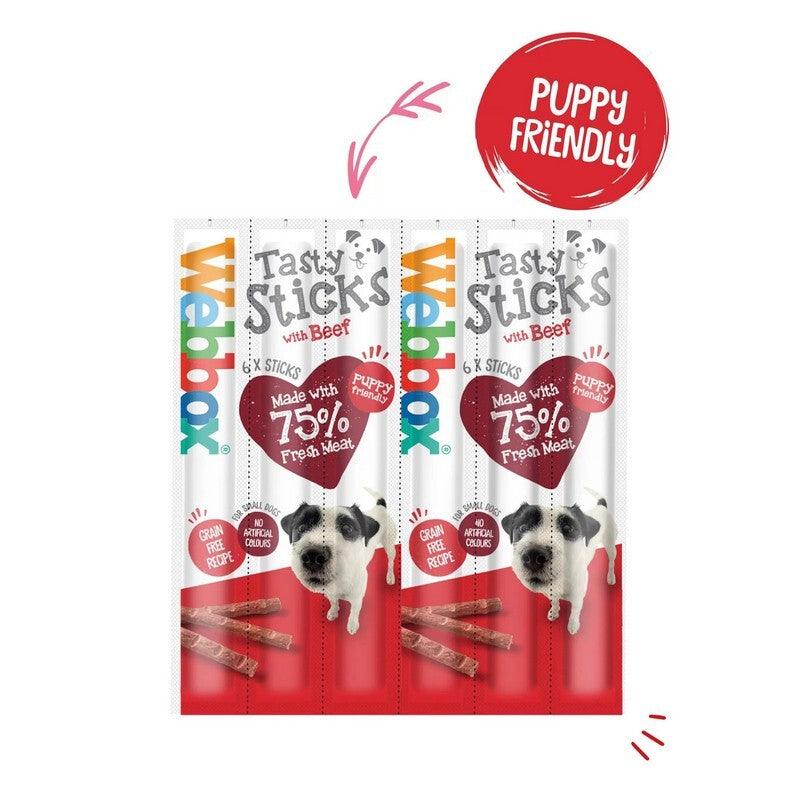 Webbox Tasty Sticks Beef Small 6 Sticks x 12