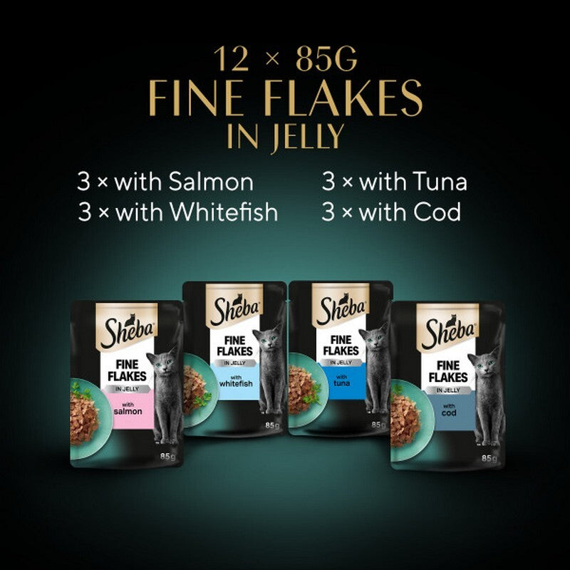 Sheba Fine Flakes Fish Collection in Jelly 85g x 12 x 4