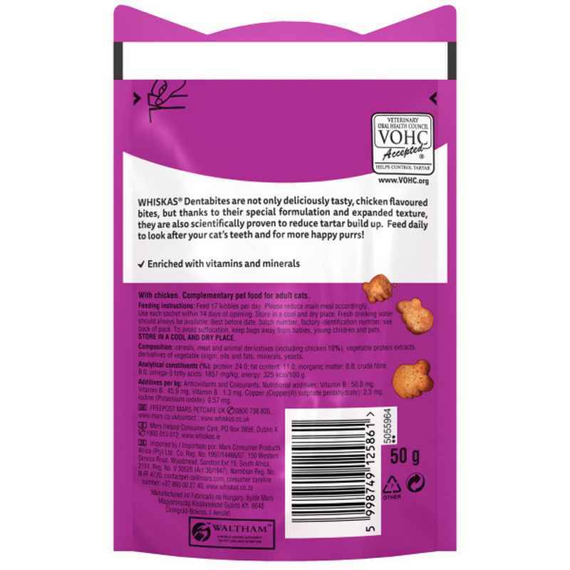Whiskas Dentabites Chicken Cat Treats 50g x 8