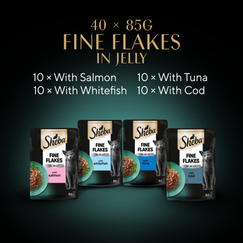 Sheba Fine Flakes Fish Collection in Jelly 85g x 40