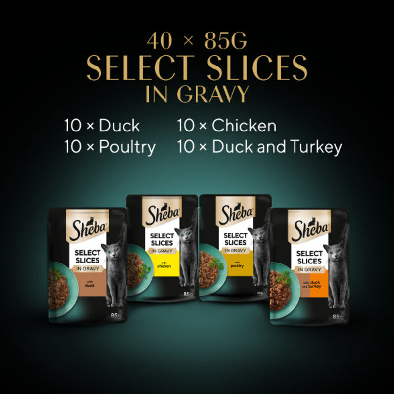 Sheba Select Slice Poultry Collection in Gravy Pouches 85g x 40