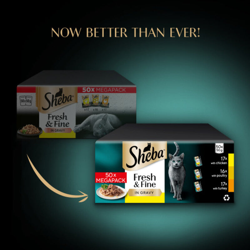 Sheba Fresh & Fine Adult Poultry in Gravy Pouches 50g x 50