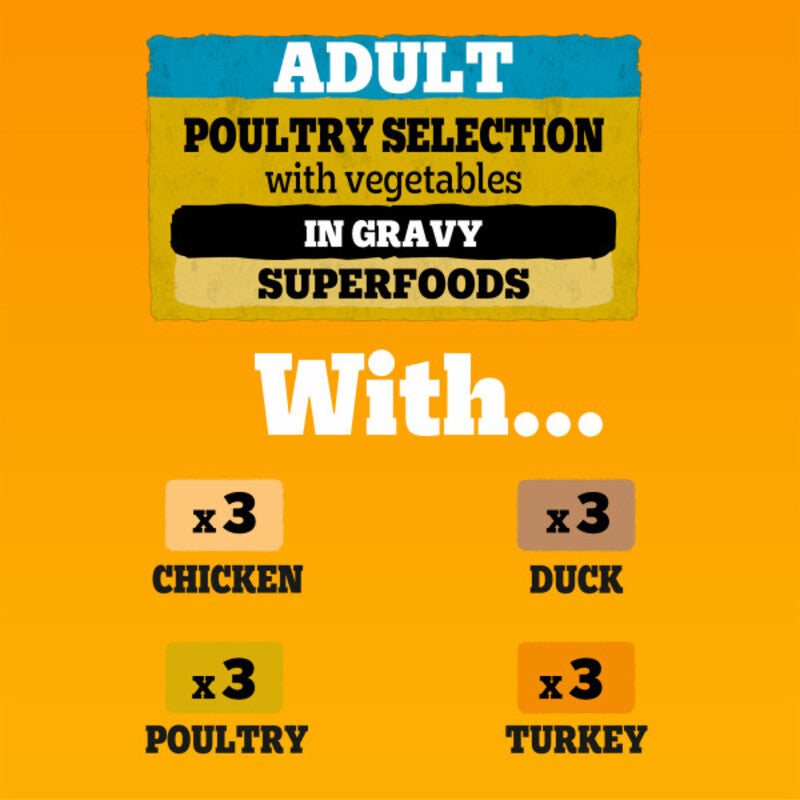 Pedigree Adult Poultry Selection in Gravy Pouches 100g x 12 x 4