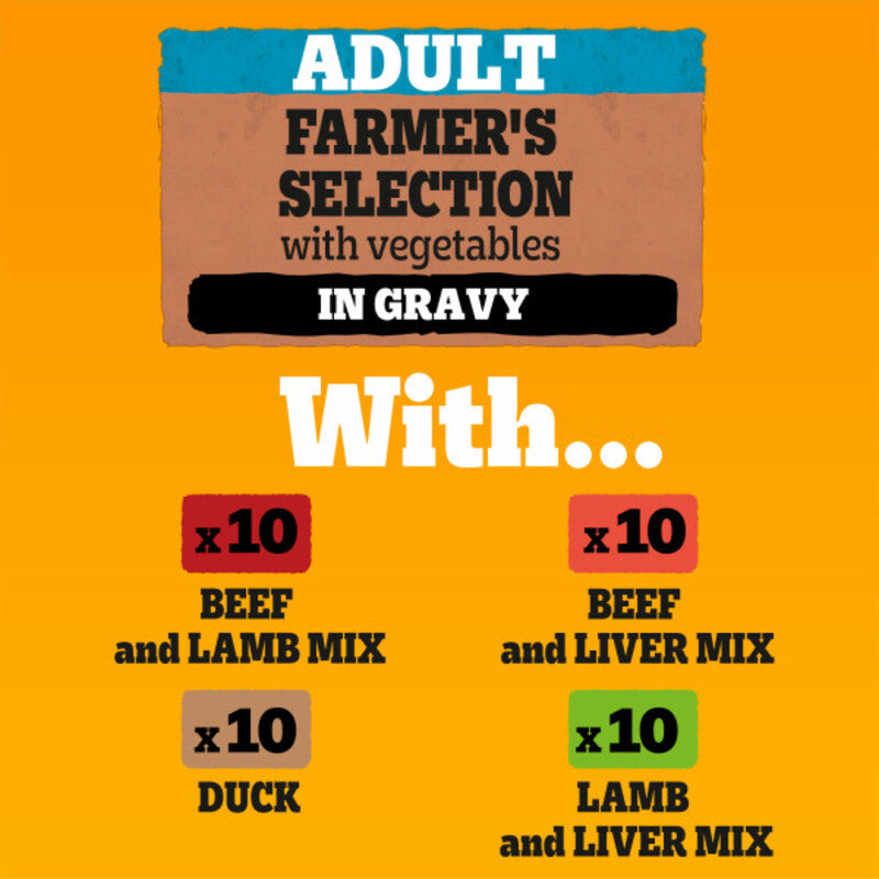 Pedigree Farmers Selection Adult in Gravy Pouches Mega Pack 100g x 40
