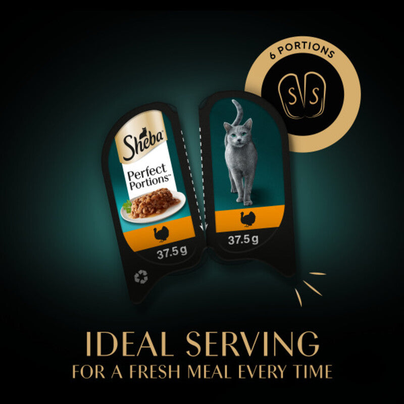 Sheba Perfect Portions with Turkey Chunks in Gravy Trays (2x37.5g) x 3 x 8