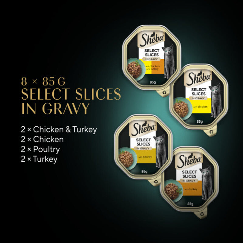 Sheba Select Slices Poultry Selection in Gravy Trays 85g x 8 x 4