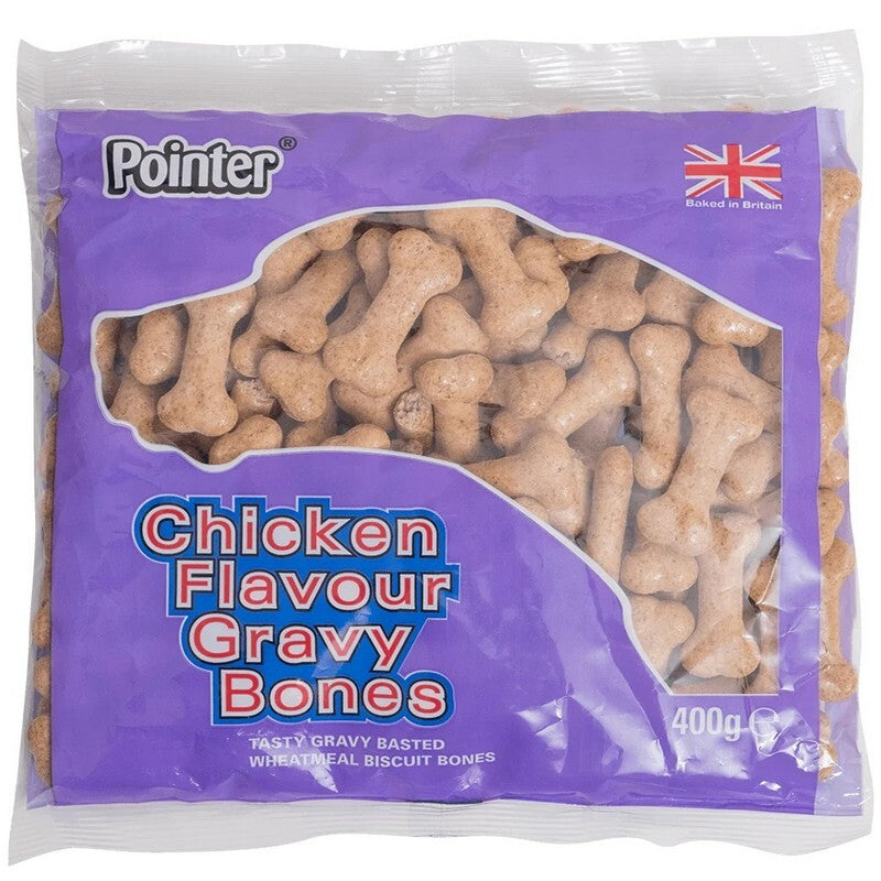 Pointer Chicken Flavour Gravy Bones Dog Treats 400g x 6
