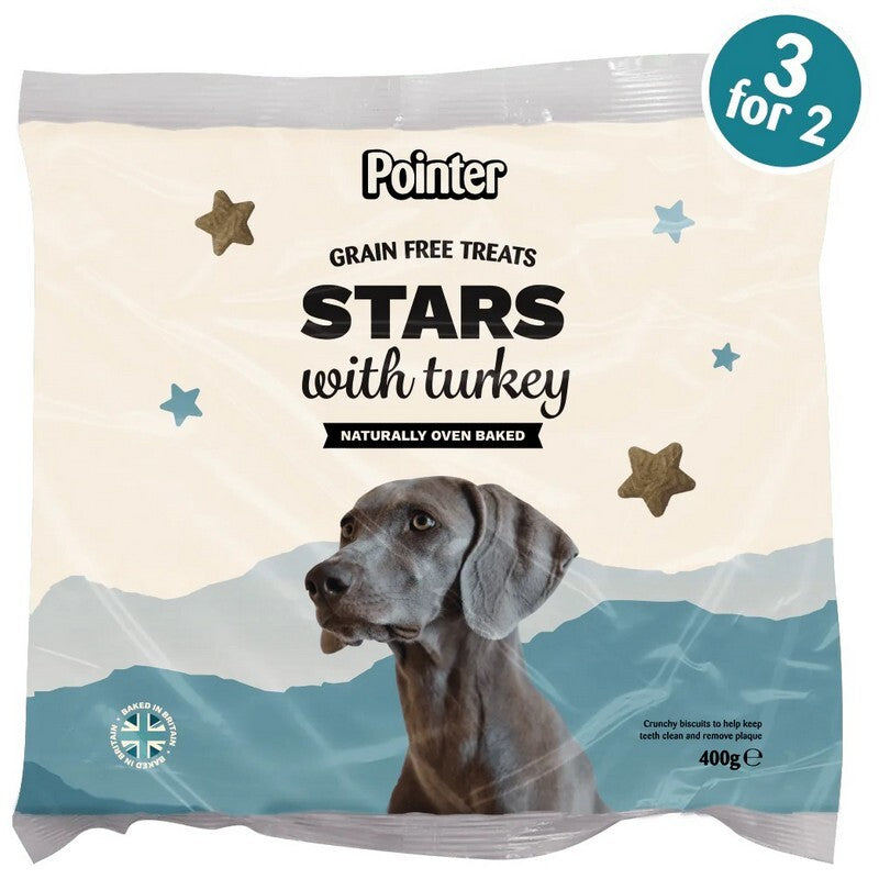 Pointer Stars with Turkey Grain Free Dog Treats 400g x 6