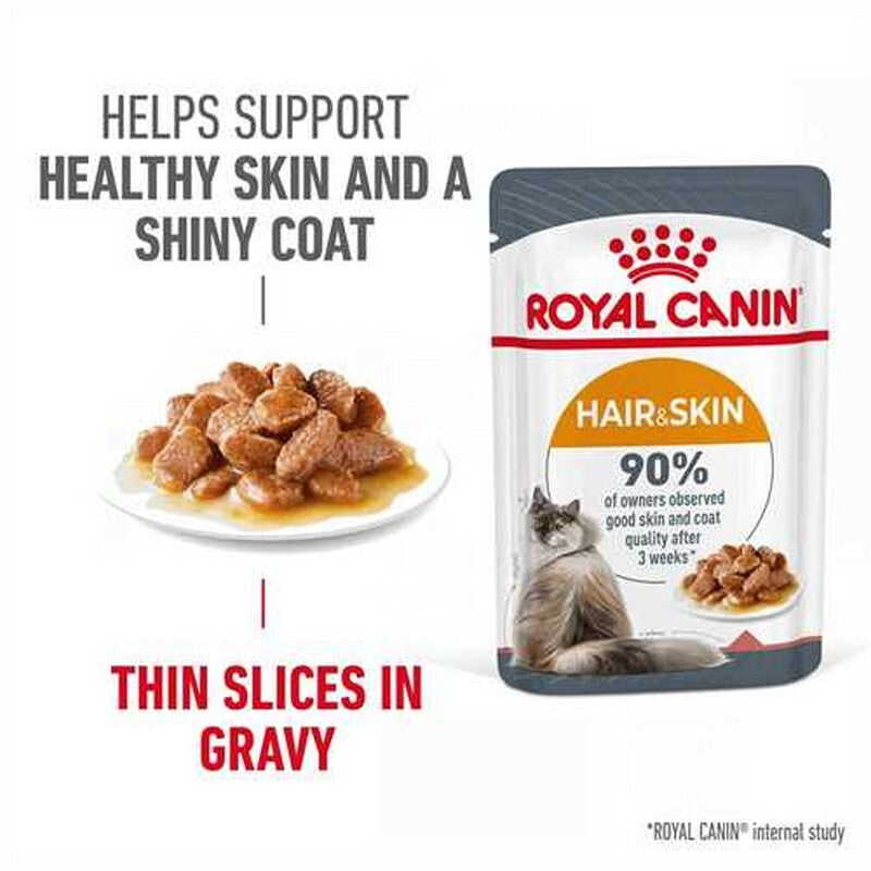 Royal Canin Hair & Skin in Gravy Pouches 85g x 12