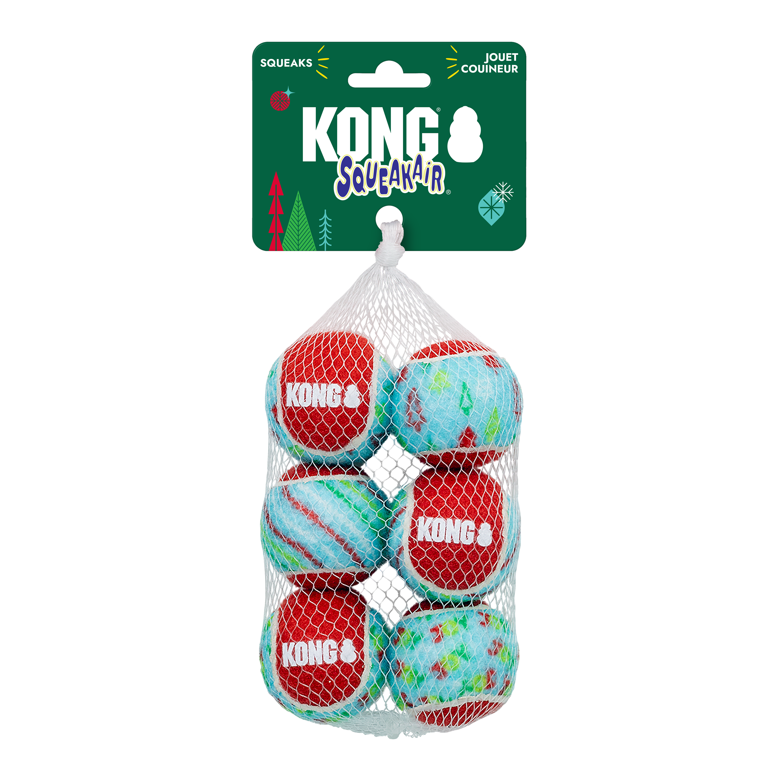 Kong Xmas SqueakerAir Tennis Ball x6 M