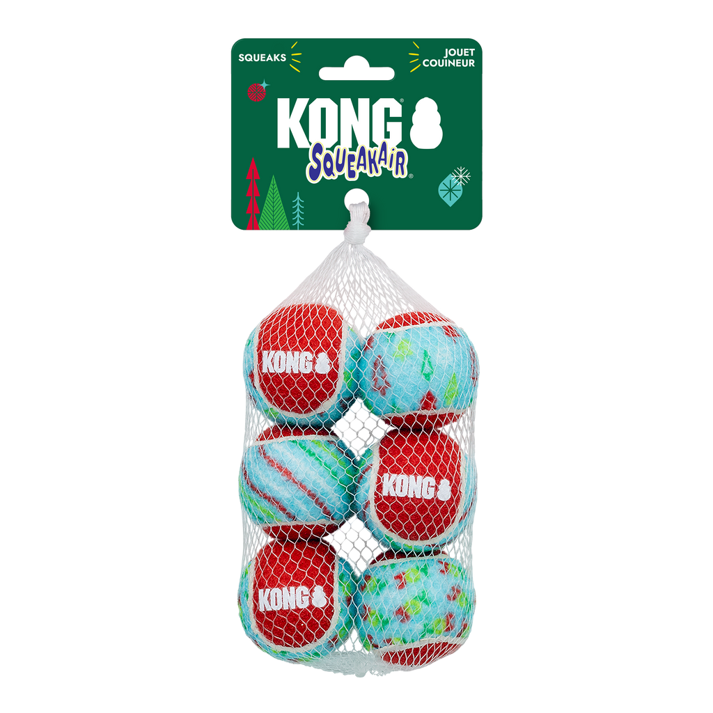 Kong Xmas SqueakerAir Tennis Ball x6 S