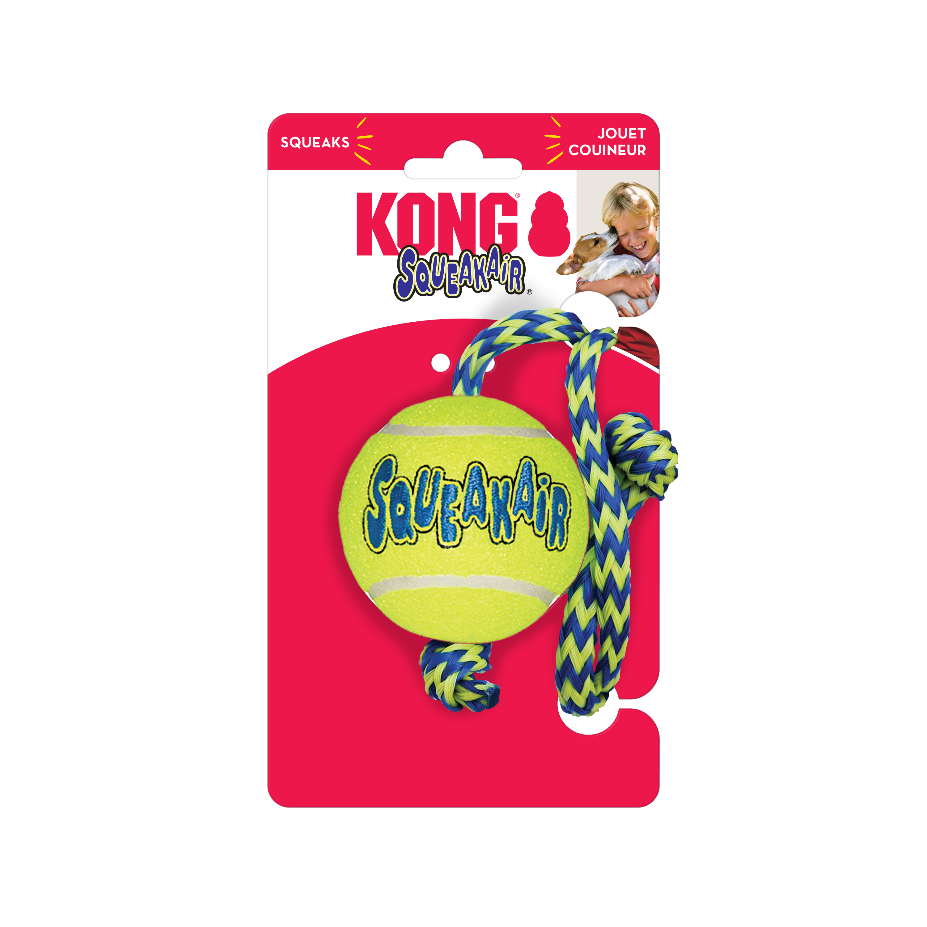 Kong SqueakAir Ball with Rope Medium